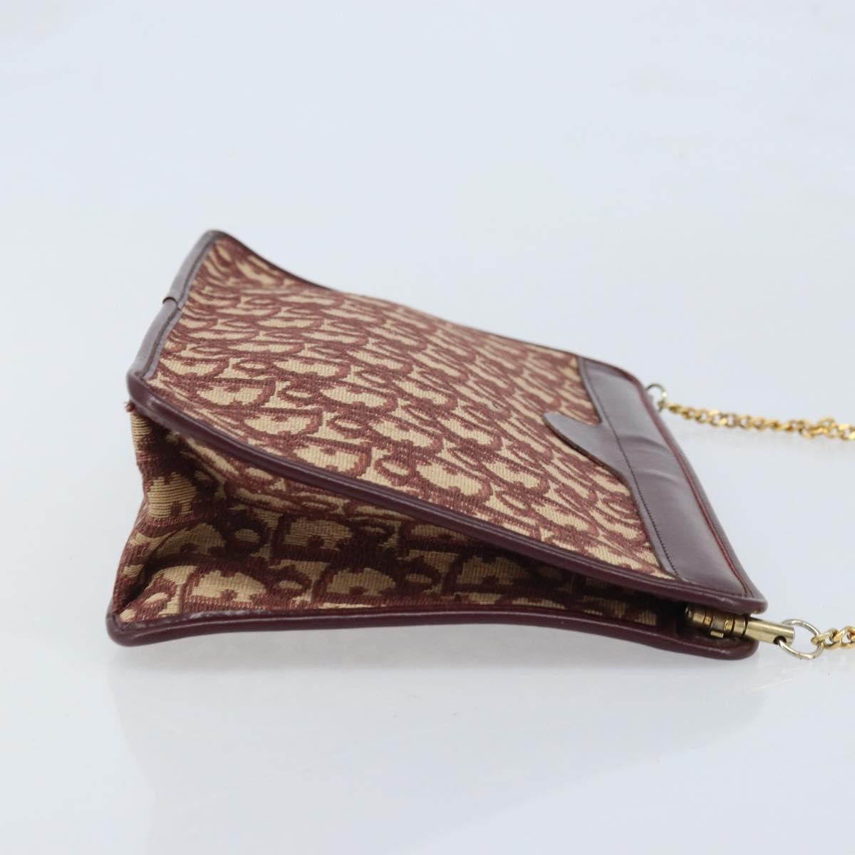Christian Dior Vintage Trotteur Chain Canvas Red Canvas Shoulder Bag Bag (Pre-Owned)