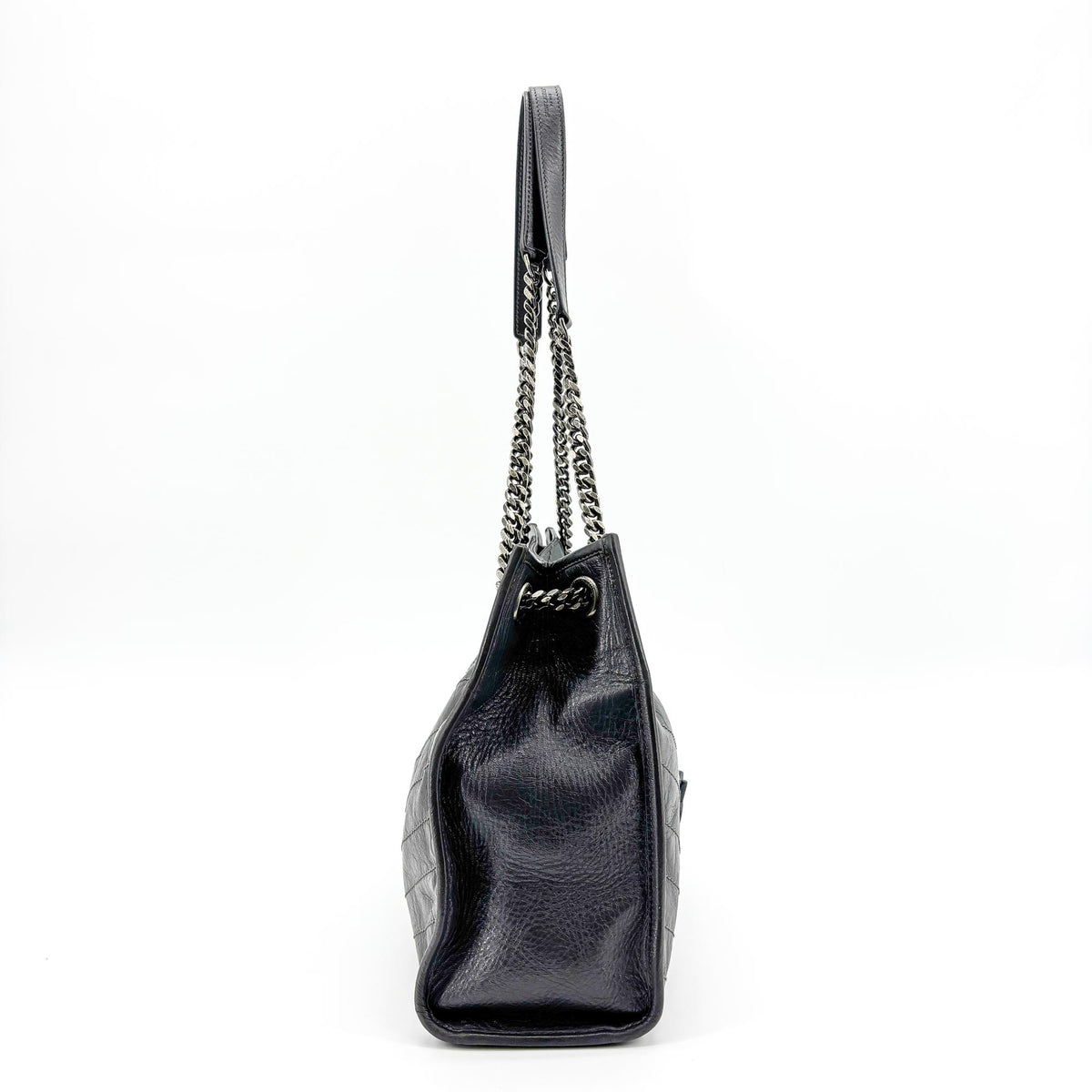 Saint Laurent Niki Shopping Matelasse Chevron Leather Gray Leather Tote Bag Bag (Pre-Owned)