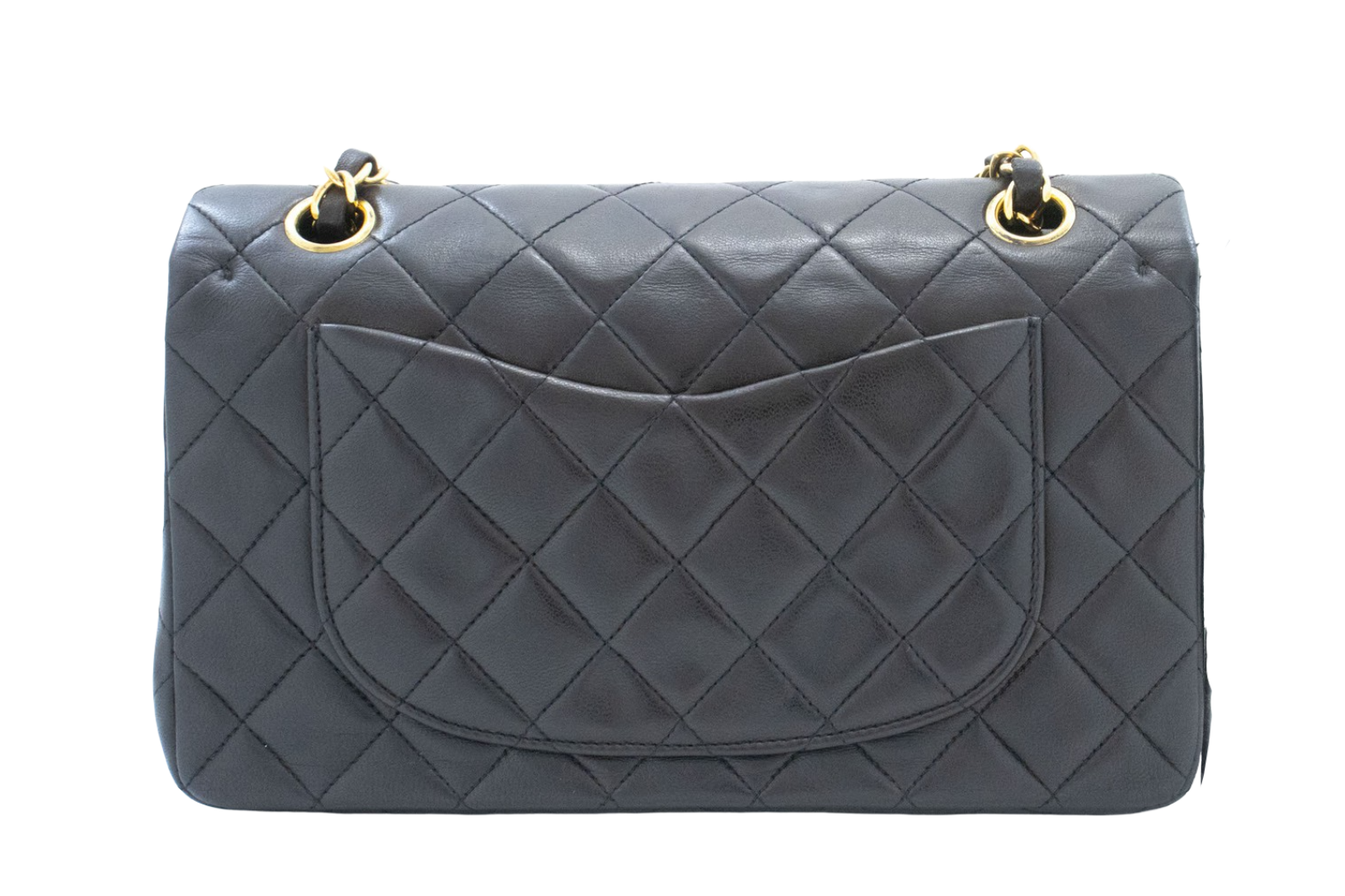 Chanel Classic Flap Lambskin Black Leather Crossbody Bag Bag (Pre-Owned)
