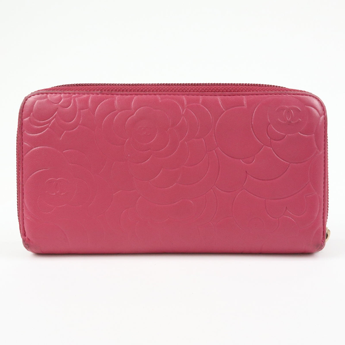 Chanel Zip Around Camellia Patent Pink Leather Wallets Accessory (Pre-Owned)