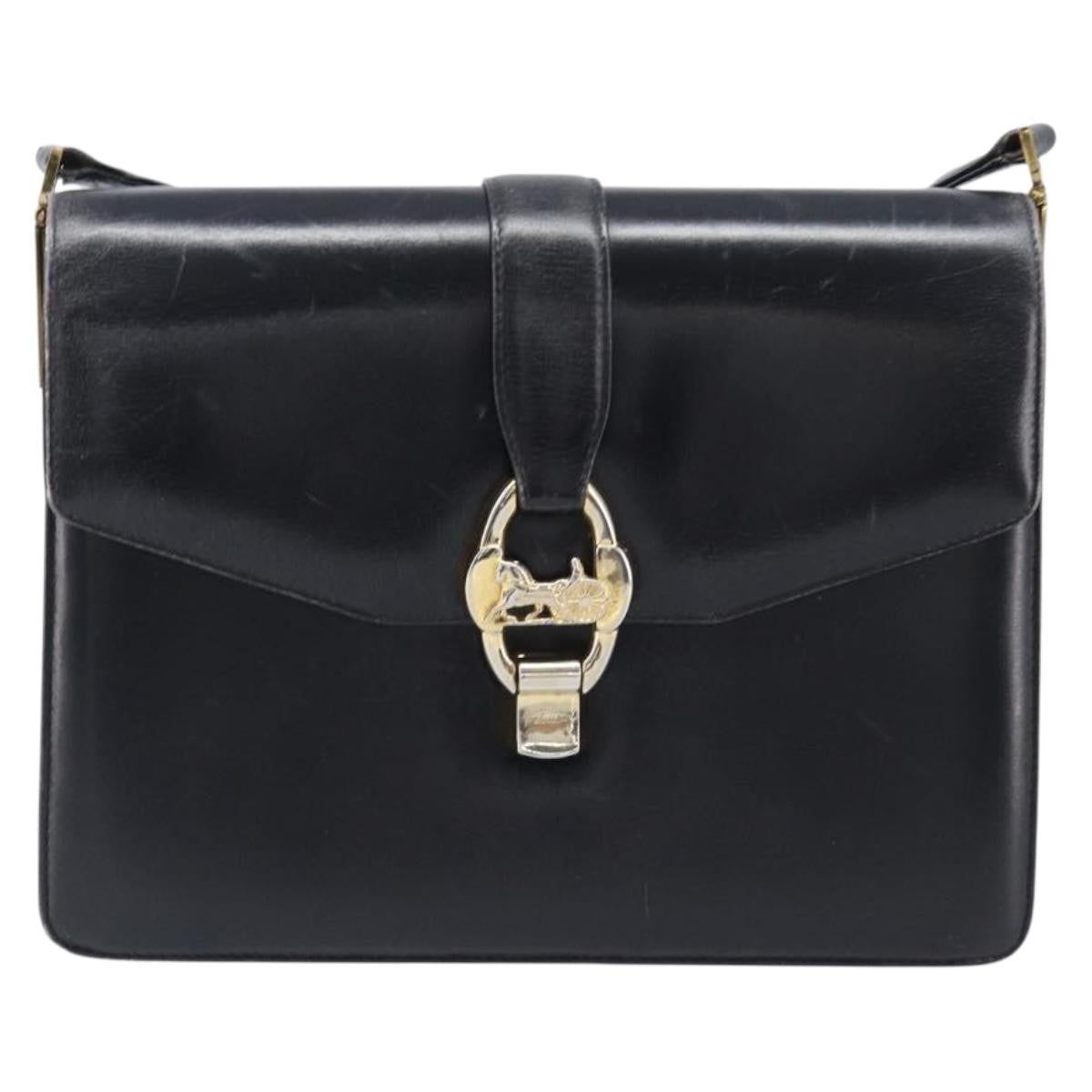Celine Horse Carriage Leather Black Leather Shoulder Bag Bag (Pre-Owned)
