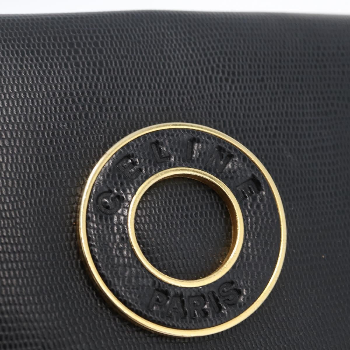 Celine Circle Logo Leather Black Leather Shoulder Bag Bag (Pre-Owned)