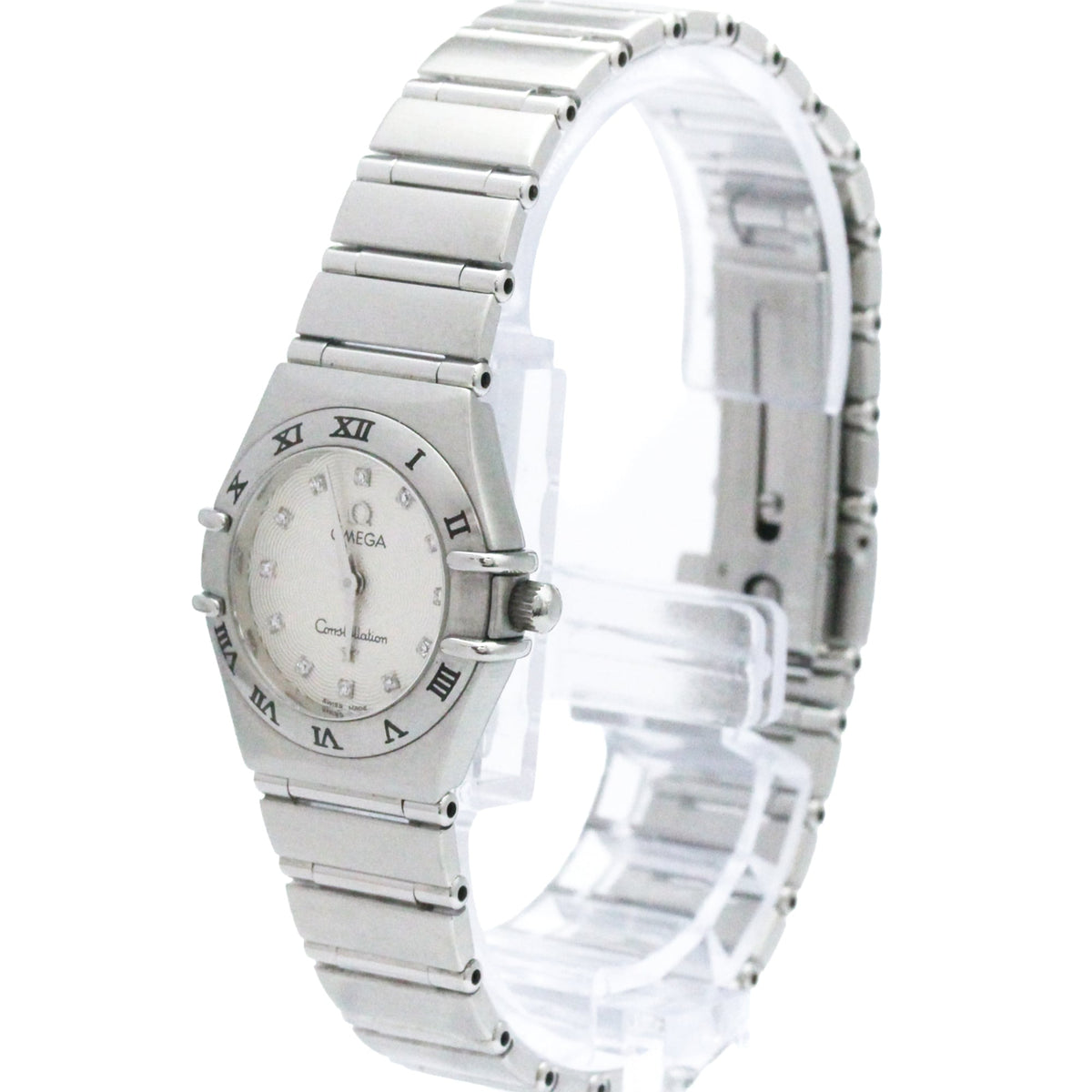 Omega Constellation Quartz Stainless Steel With Diamond Bezel And Markers Watch (Pre-Owned)