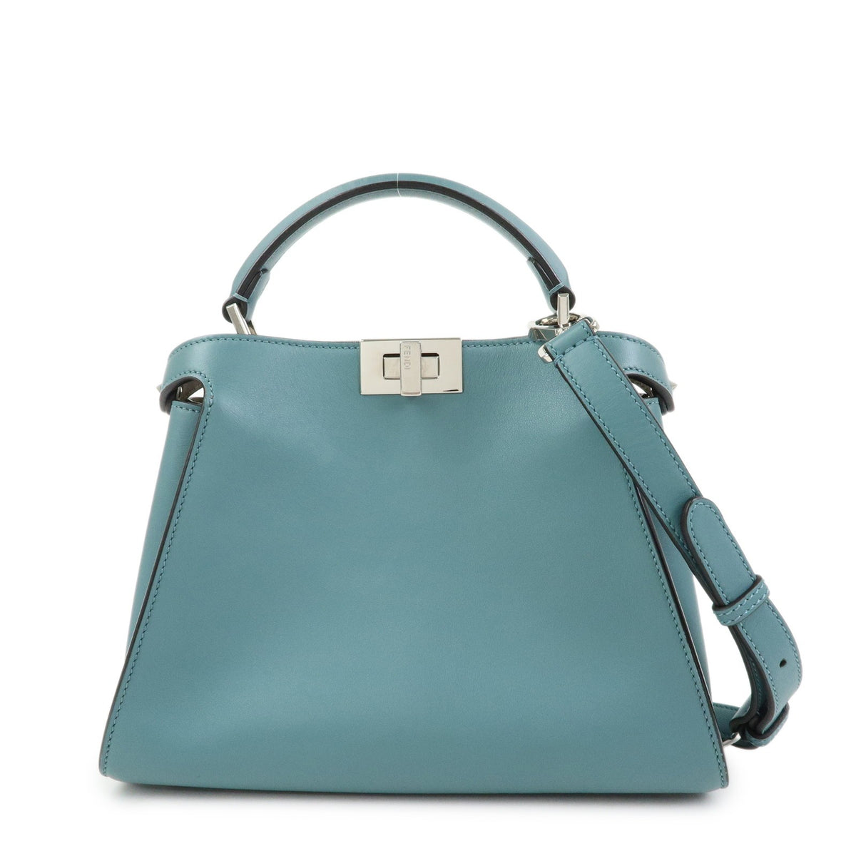 Fendi Peekaboo Essentially Leather Blue Leather Handbag (Pre-Owned)