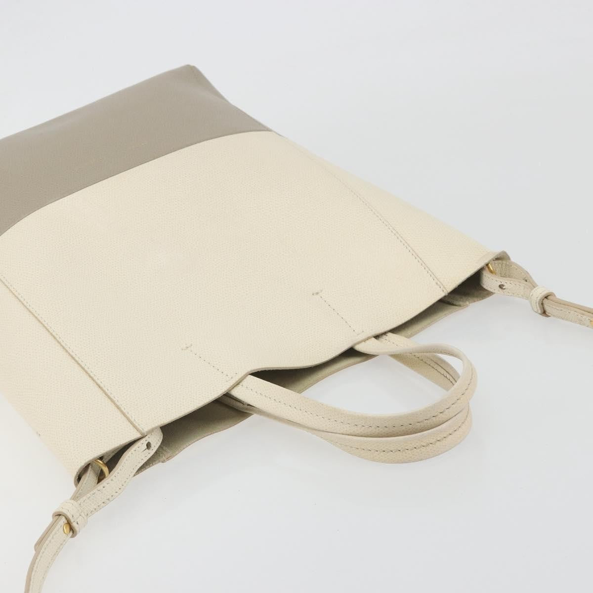 Celine Vertical Bi-Cabas Tote Leather Beige Leather Tote Bag Bag (Pre-Owned)