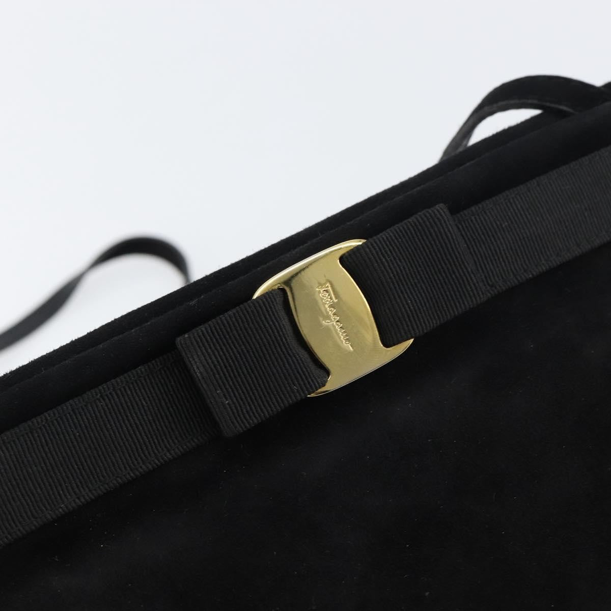 Salvatore Ferragamo Vala Suede Black Suede Shoulder Bag Bag (Pre-Owned)