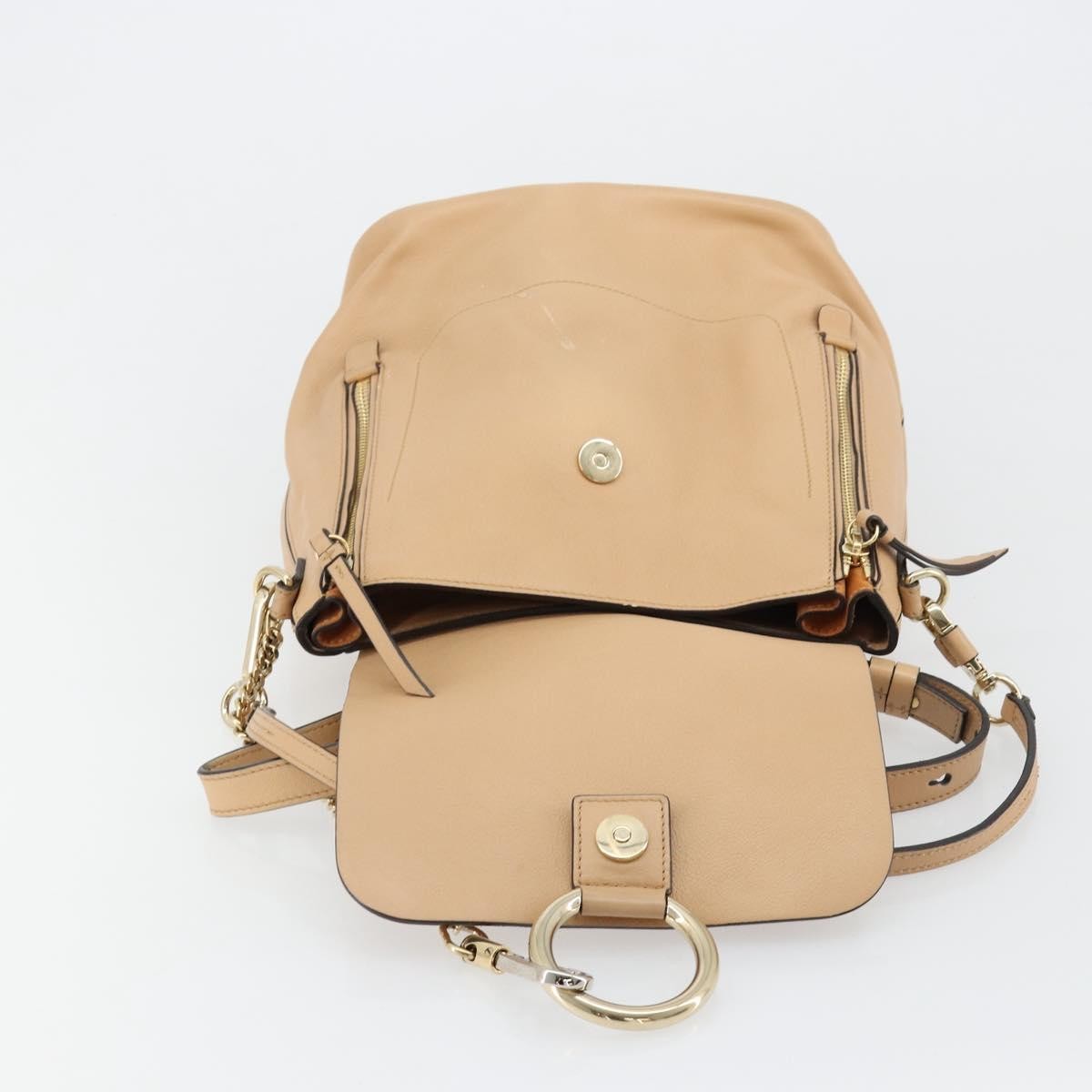 Chloe Faye Suede With Applique Beige Leather Backpack Bag (Pre-Owned)