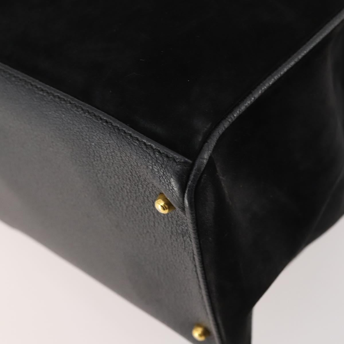 Gucci Bamboo Suede Black Suede Tote Bag Bag (Pre-Owned)