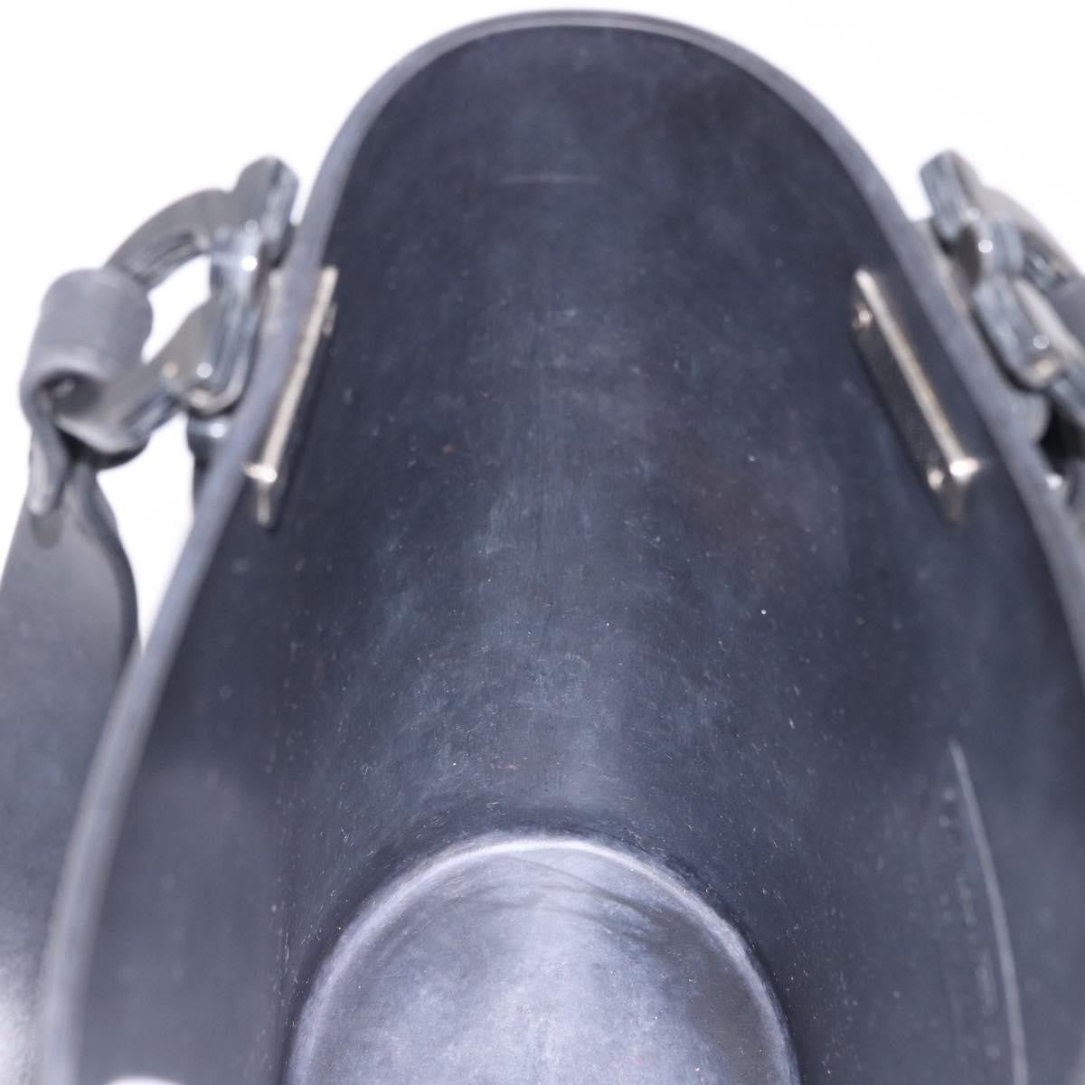 Salvatore Ferragamo Gancini Top Handle Leather Black Rubber Handbag (Pre-Owned)