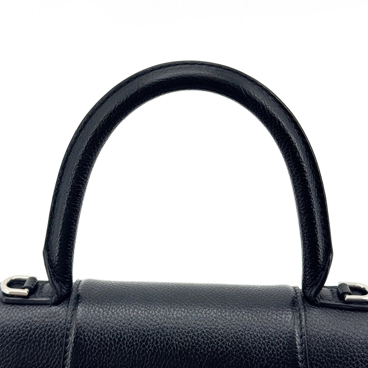 Balenciaga Hourglass Top Handle Leather Black Leather Handbag (Pre-Owned)