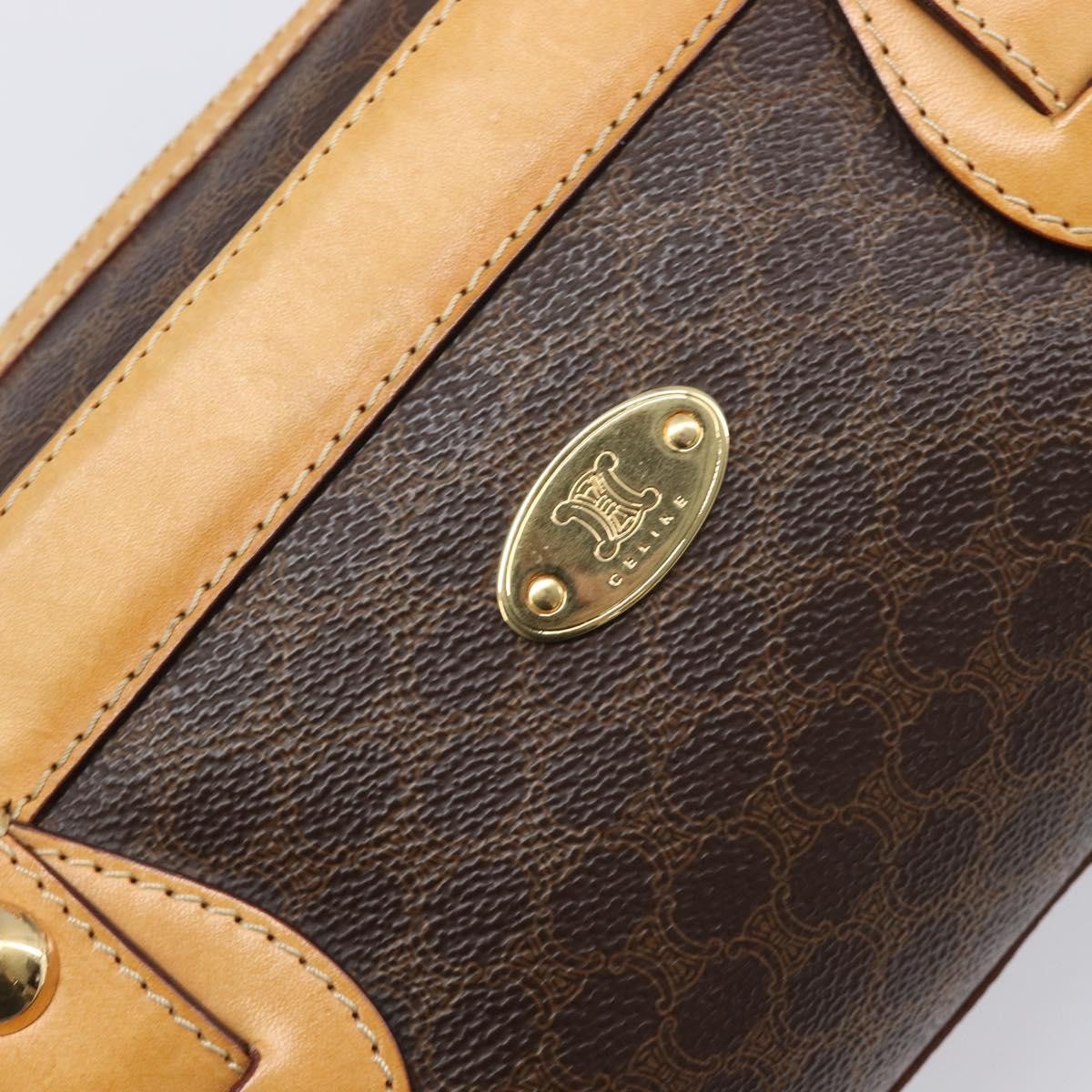 Celine Vintage Shoulder Bag Macadam Canvas & Leather Brown Pvc Shoulder Bag Bag (Pre-Owned)