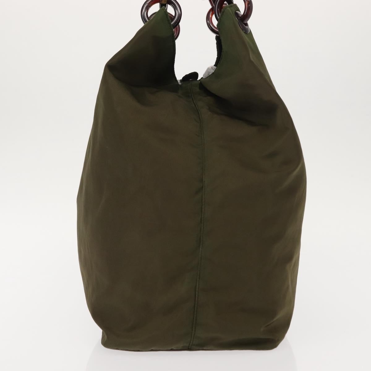 Prada Resin Handle Tote Tessuto Khaki Nylon Tote Bag Bag (Pre-Owned)