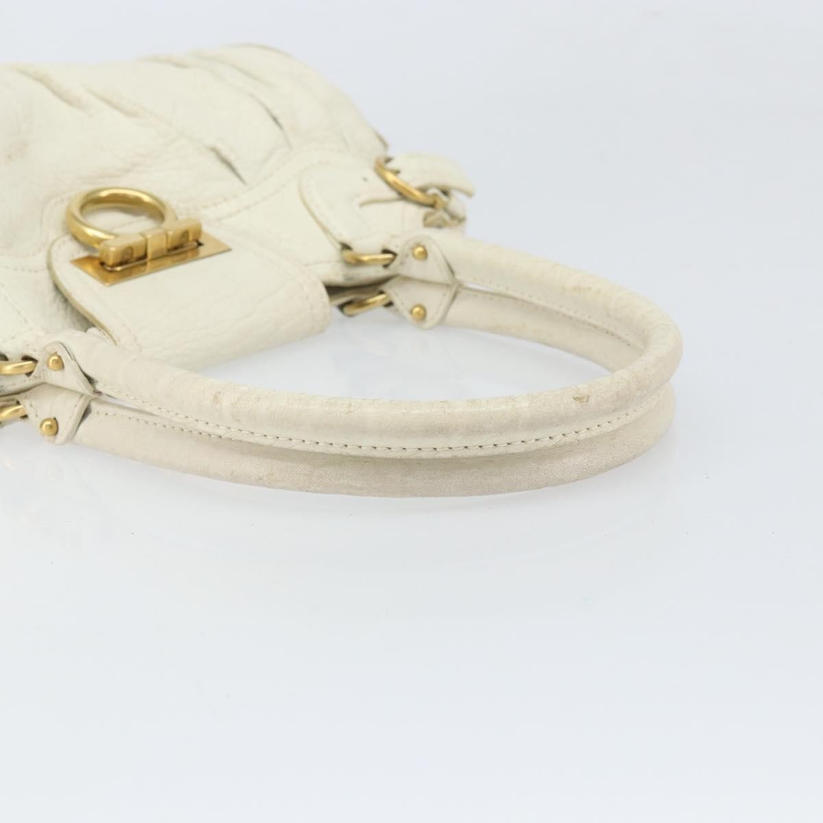 Salvatore Ferragamo Gancini Leather White Leather Handbag (Pre-Owned)