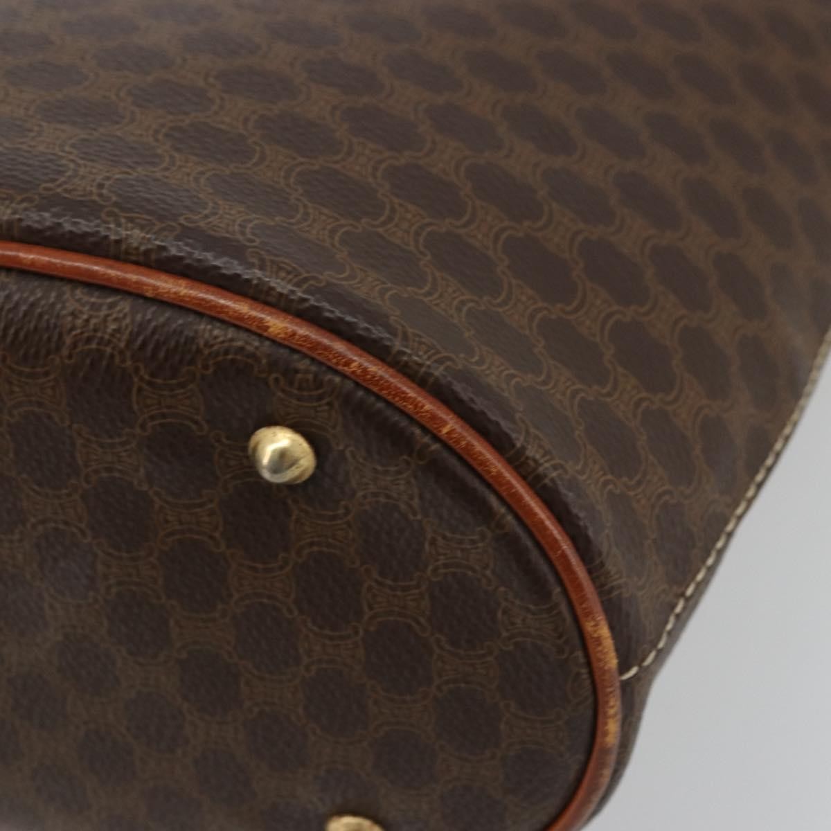 Celine Vintage Macadam Canvas And Leather Brown Canvas Tote Bag Bag (Pre-Owned)