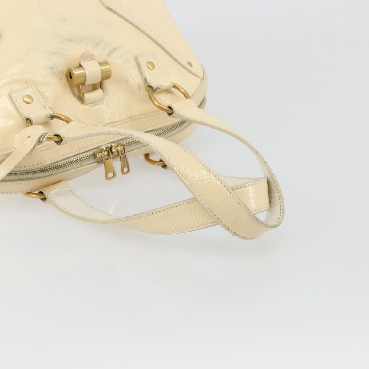 Saint Laurent Muse Shoulder Leather White Patent_Leather Handbag (Pre-Owned)