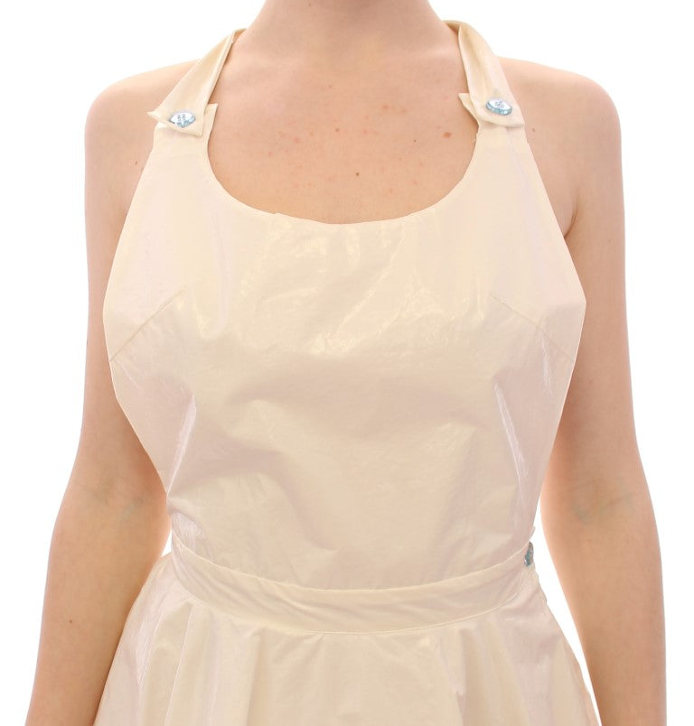 Licia Florio Elegant White Tea Halterneck Women's Dress