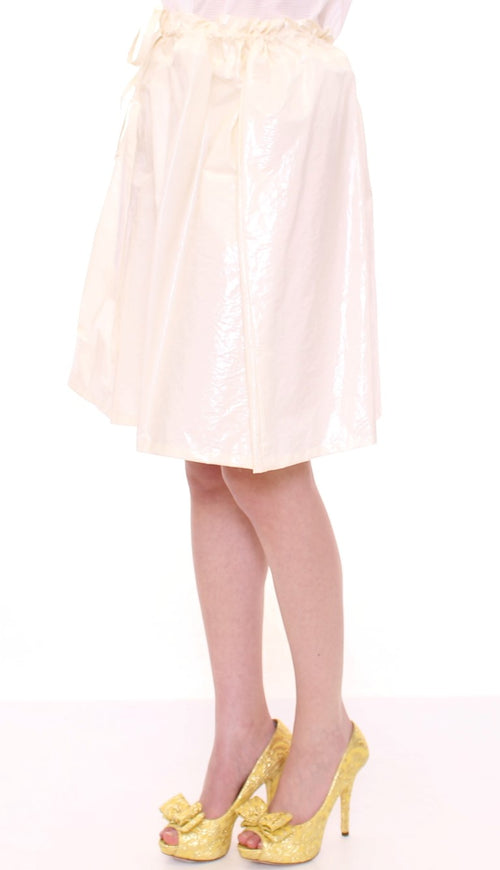 Licia Florio Elegant White Tie-Waist Women's Skirt