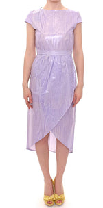 Licia Florio Purple Cap Sleeve Below Knee Sheath Women's Dress