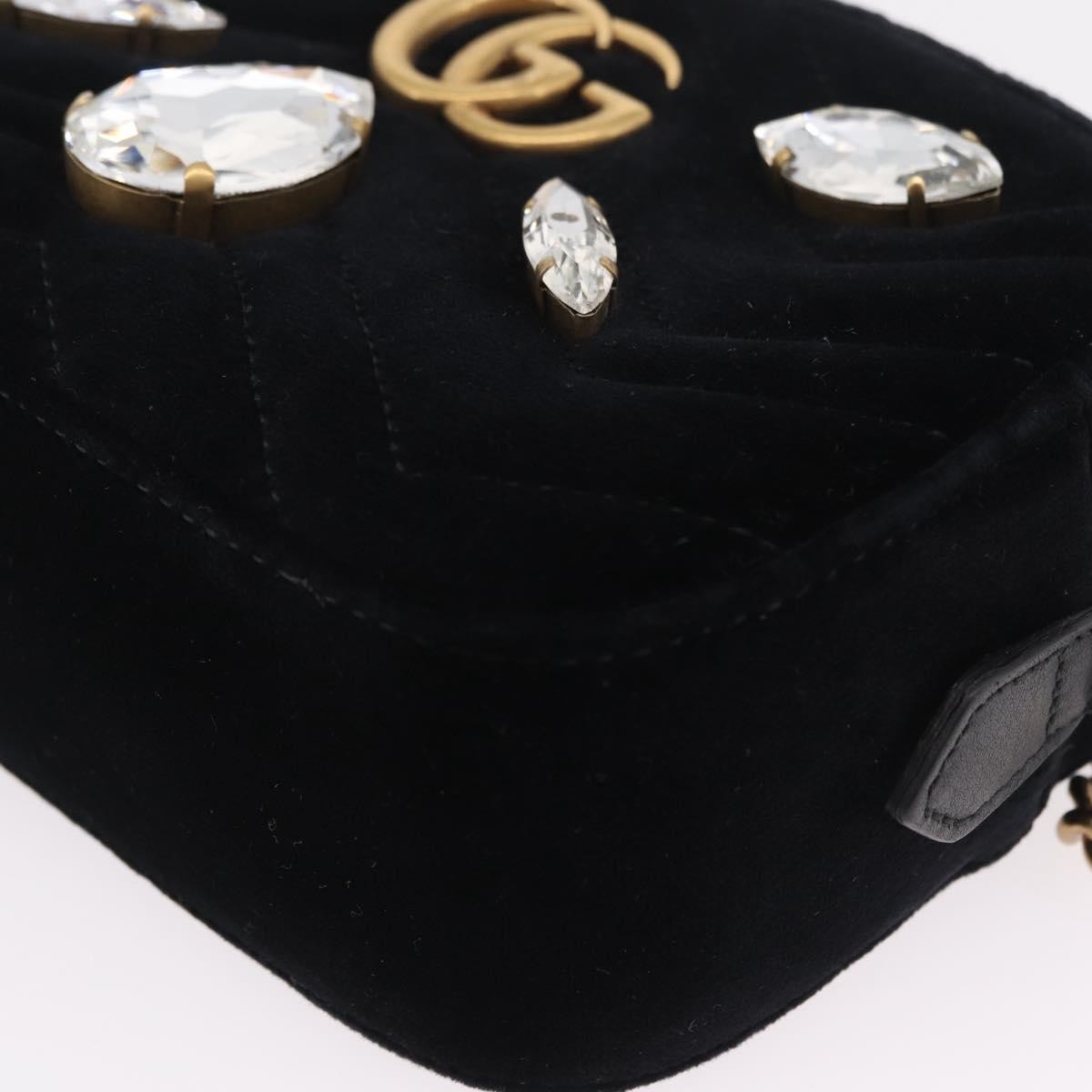 Gucci Gg Marmont Crystal Embellished Matelasse Velvet Black Velvet Shoulder Bag Bag (Pre-Owned)