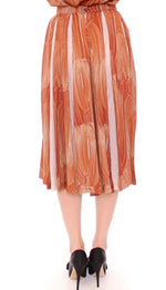 Licia Florio Orange Brown Below-Knee Chic Women's Skirt