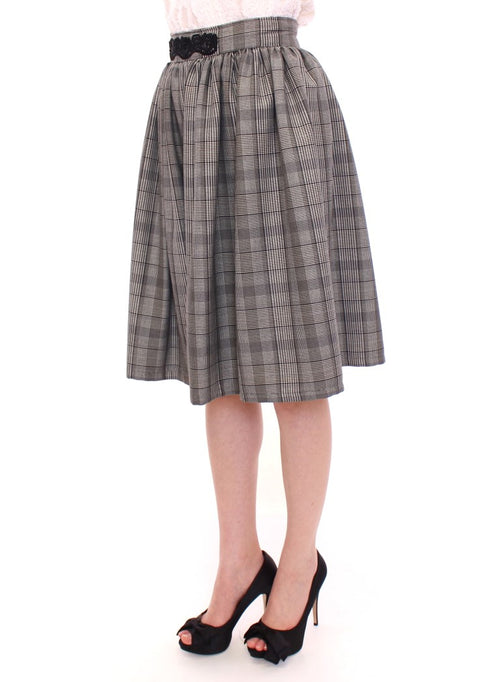 NOEMI ALEMÁN Elegant Gray Checkered Wool Shorts Women's Skirt