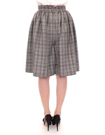 NOEMI ALEMÁN Elegant Gray Checkered Wool Shorts Women's Skirt