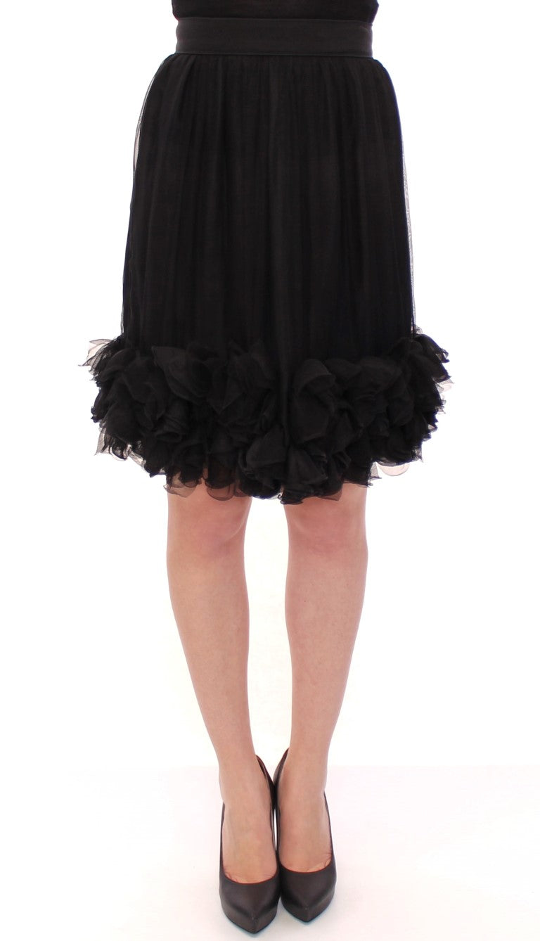 Dolce & Gabbana Black Silk Transparent Above Knees Women's Skirt