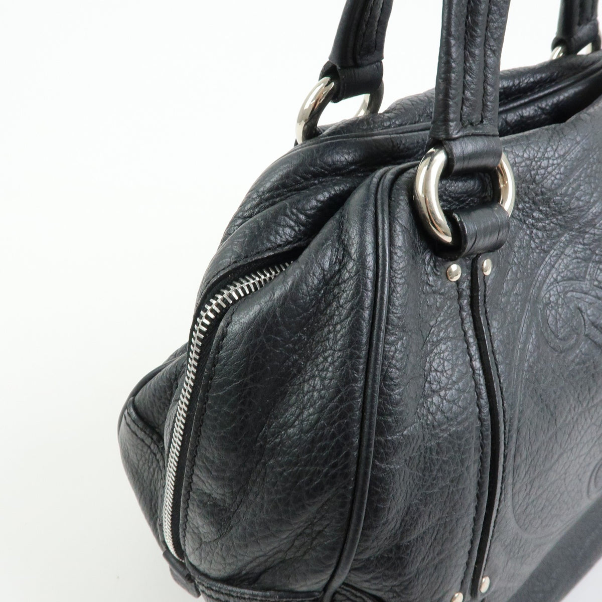 Celine Macadam Leather Black Leather Tote Bag Bag (Pre-Owned)