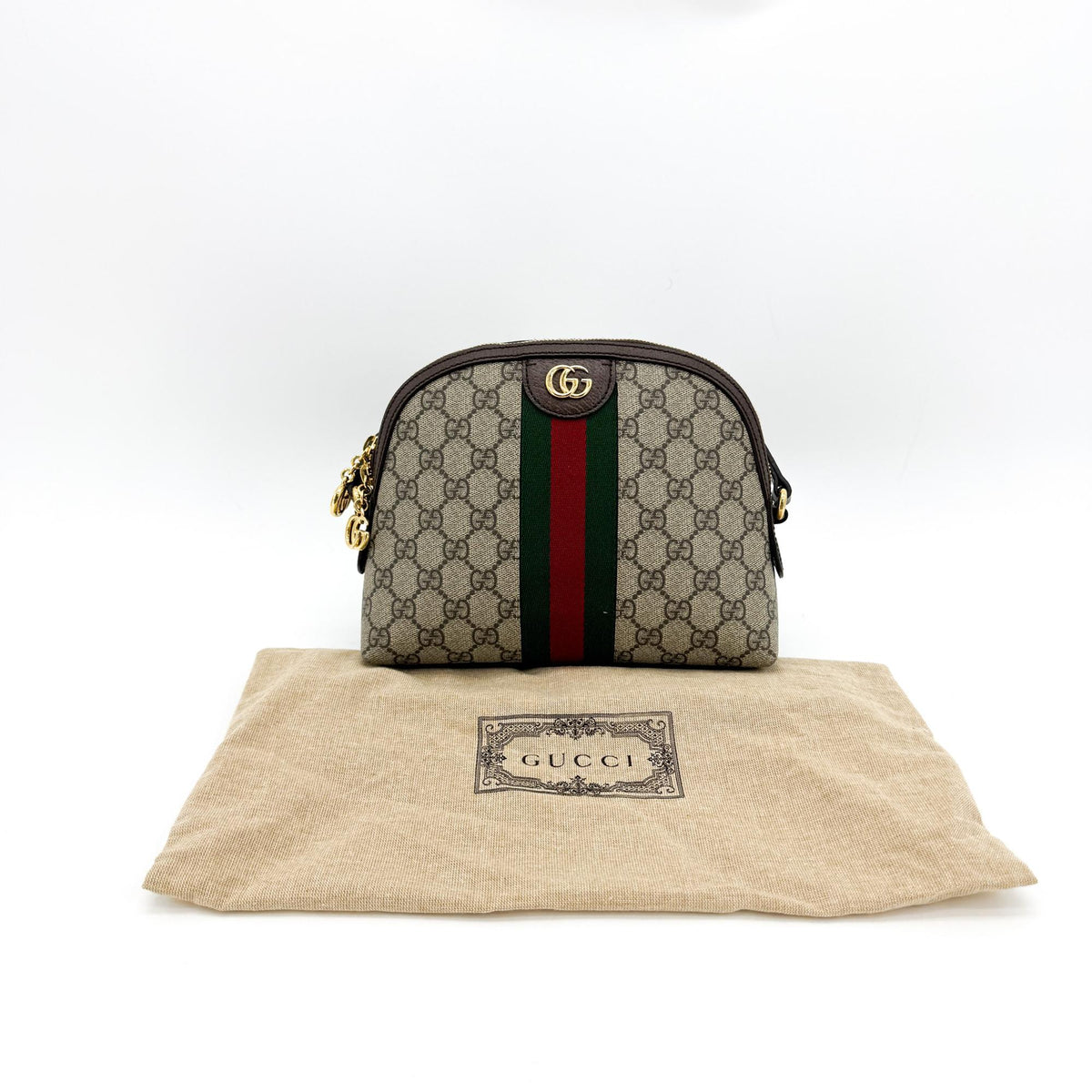 Gucci Ophidia Dome Gg Coated Canvas Brown Canvas Shoulder Bag Bag (Pre-Owned)