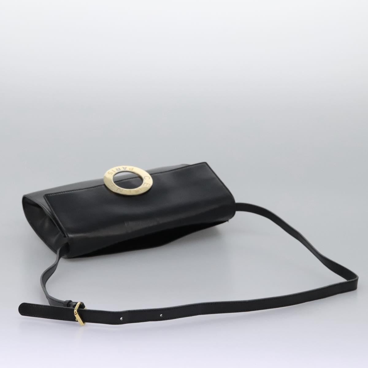 Celine Vintage Circle Logo Leather Black Leather Bag (Pre-Owned)
