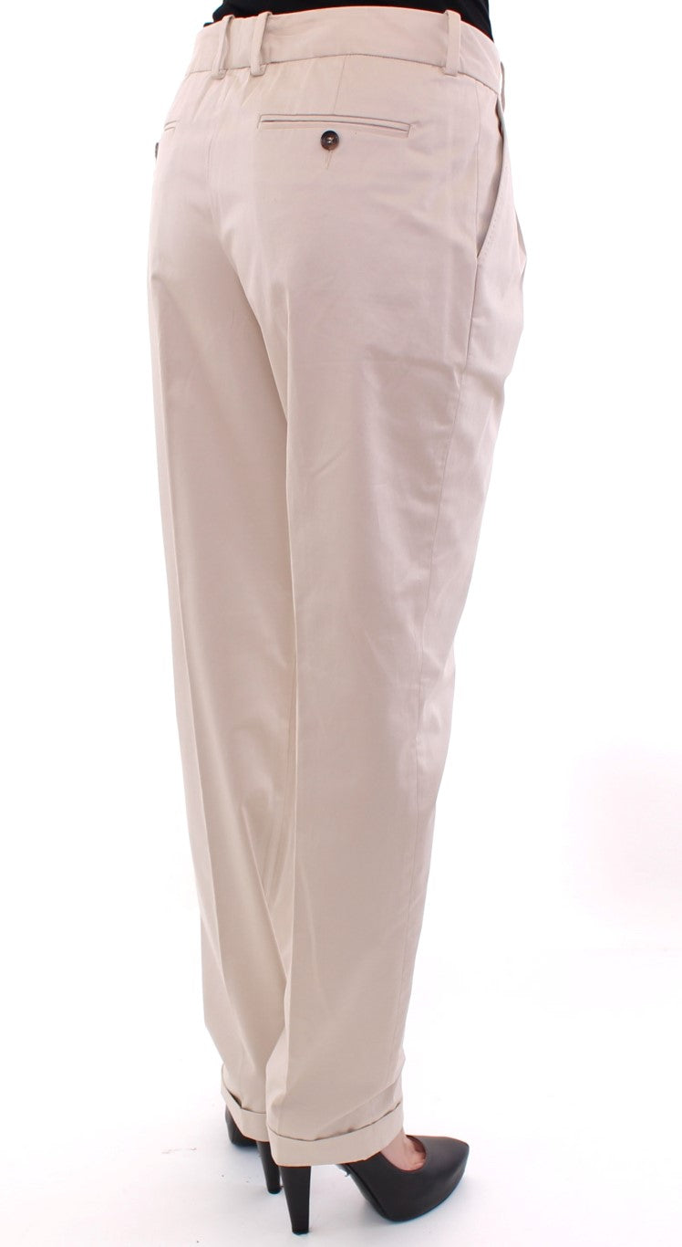 Dolce & Gabbana Elegant Beige Regular Fit Cotton Women's Pants