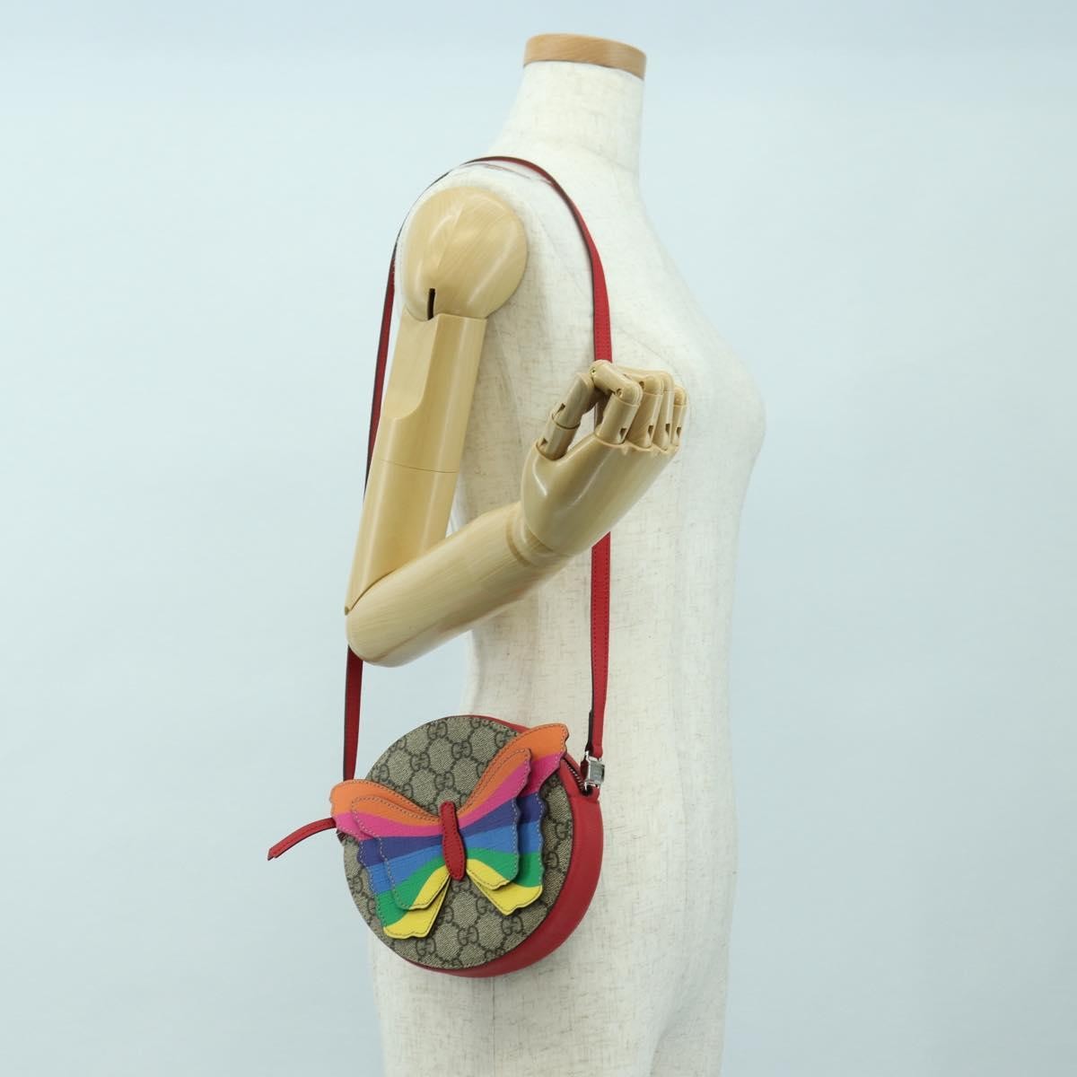 Gucci Kids Gg Supreme Rainbow Butterfly Gg Canvas Beige Pvc Shoulder Bag Bag (Pre-Owned)