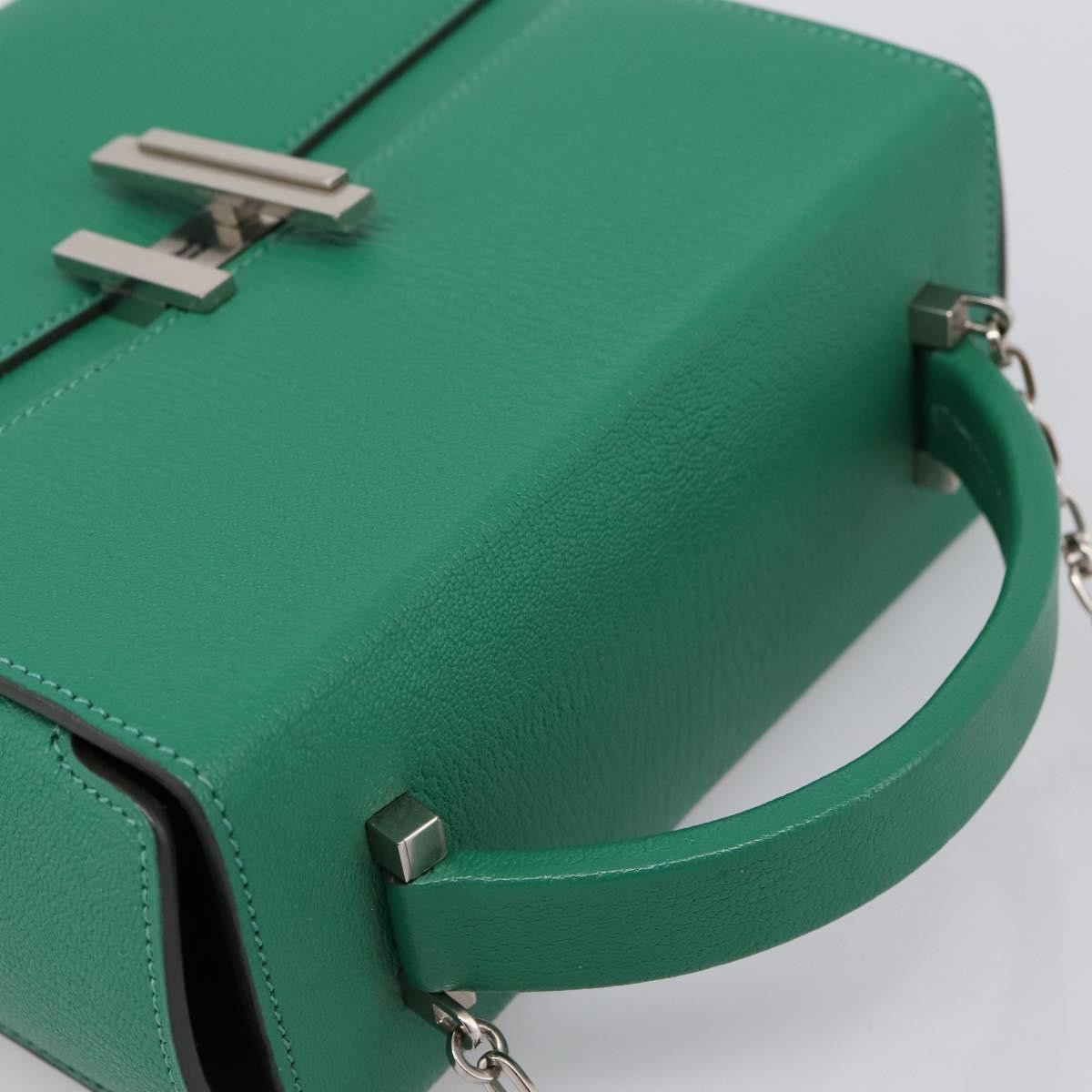 Hermes Cinhetic Top Handle Chevre Mysore Green Leather Handbag (Pre-Owned)