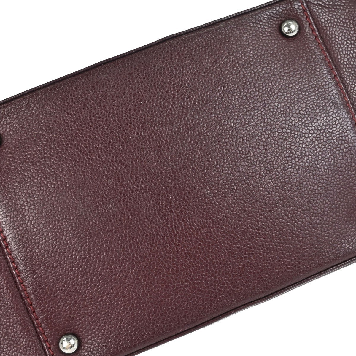 Chanel Mademoiselle Lock Woven Straw Burgundy Leather Shoulder Bag Bag (Pre-Owned)