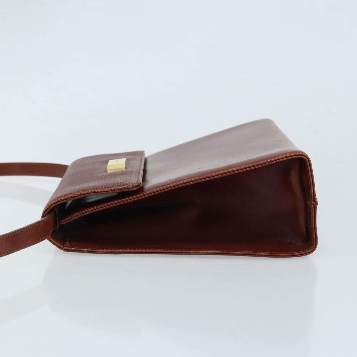 Salvatore Ferragamo Gancini Leather Brown Leather Shoulder Bag Bag (Pre-Owned)
