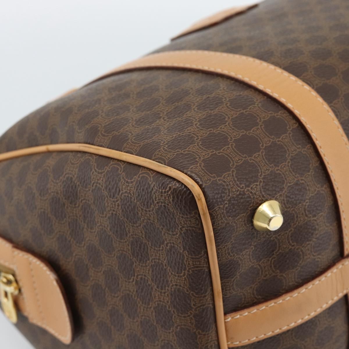 Celine Vintage Boston Macadam Coated Canvas Brown Pvc Handbag (Pre-Owned)
