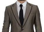 Dolce & Gabbana Brown Slim Fit Silk Two Button Men's Blazer