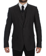 Dolce & Gabbana Elegant Gray Linen Slim Fit Blazer and Men's Vest