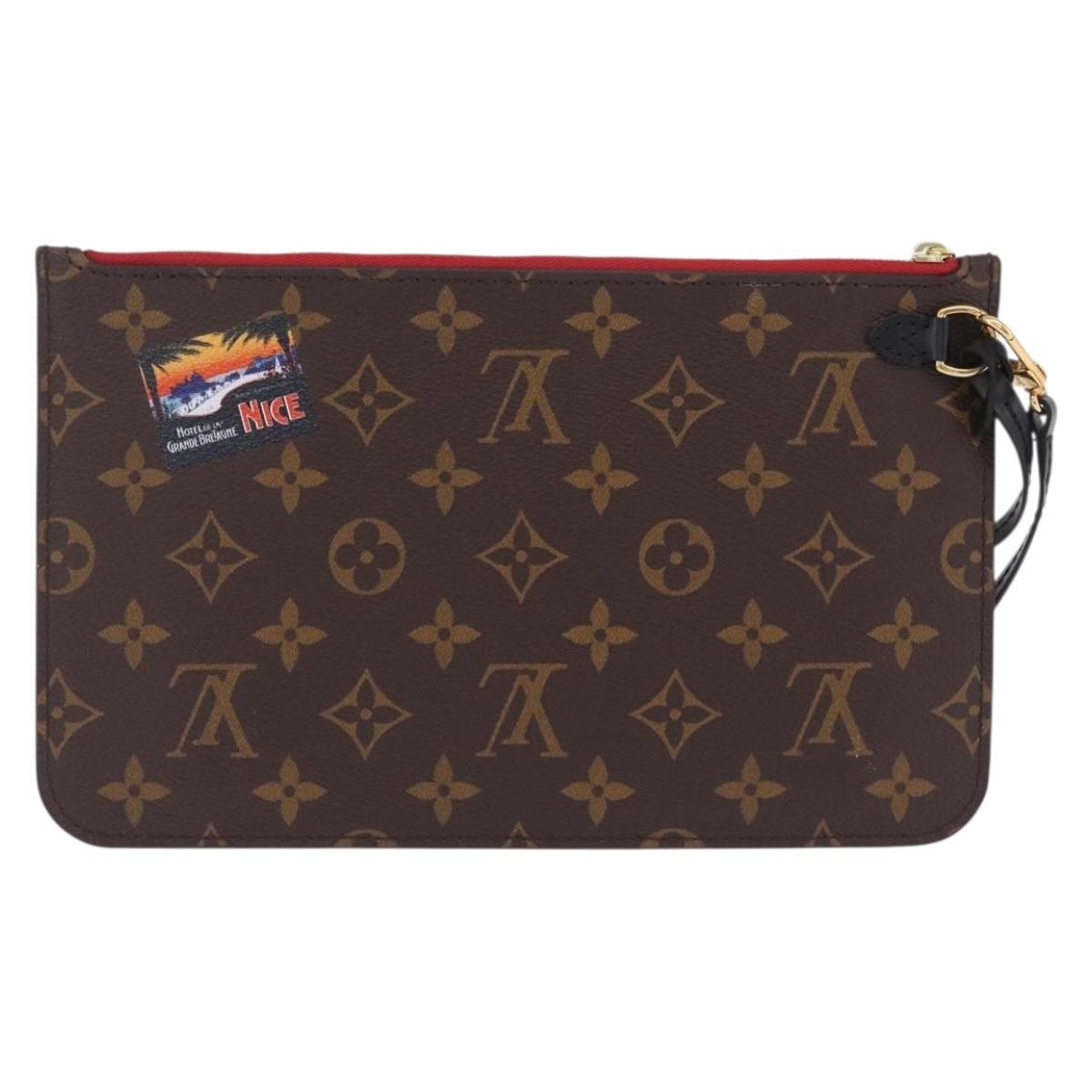 Louis Vuitton Neverfull Pochette Limited Edition World Tour Monogram Canvas Brown Canvas Clutche & Pouche Bag (Pre-Owned)