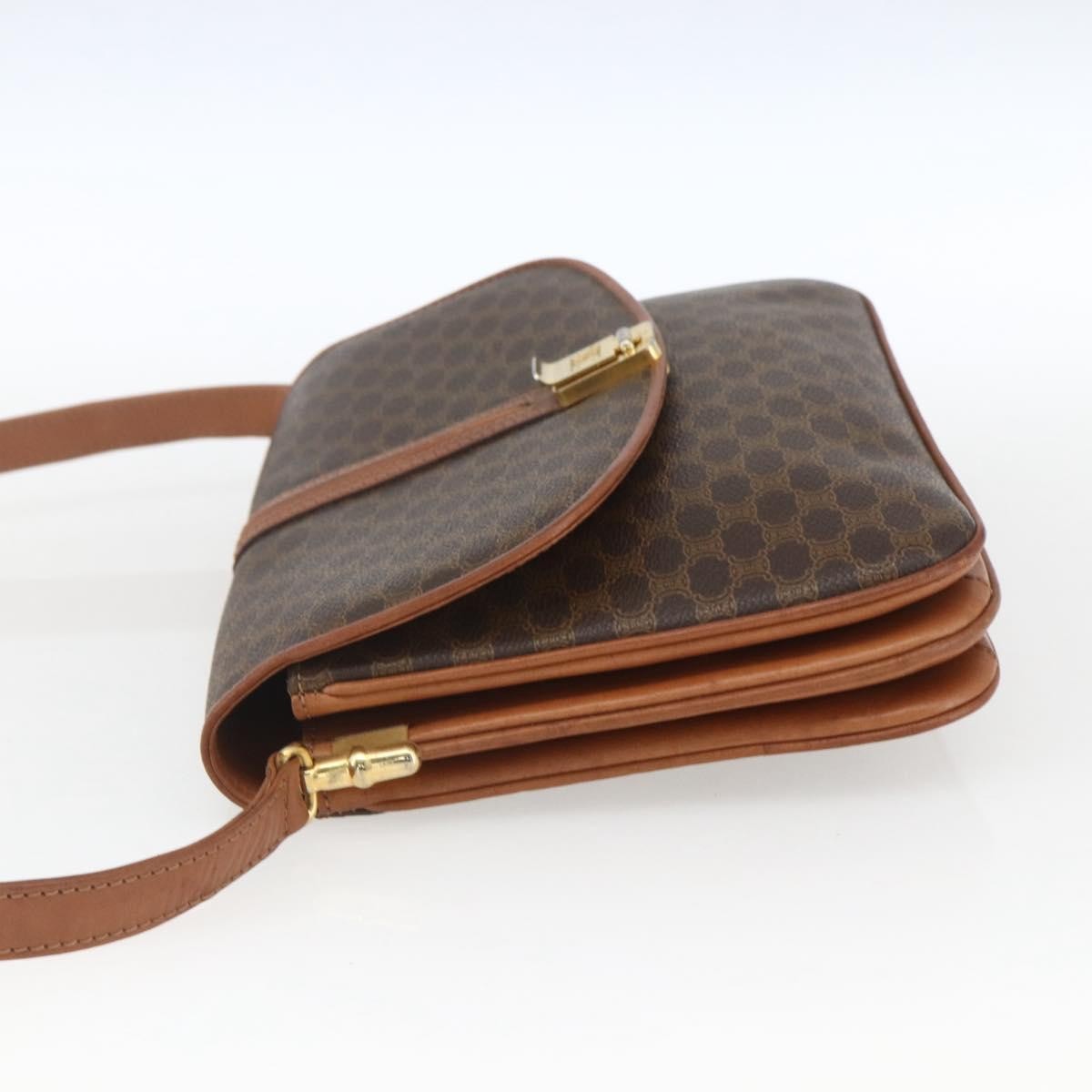 Celine Vintage Macadam Canvas And Leather Brown Canvas Shoulder Bag Bag (Pre-Owned)