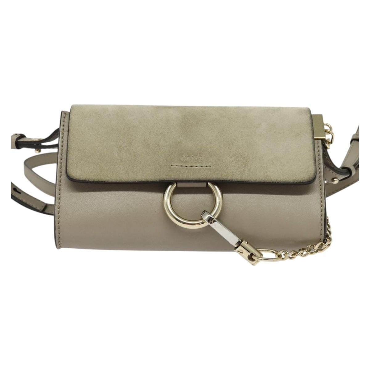 Chloe Faye Leather And Suede Beige Leather Shoulder Bag Bag (Pre-Owned)