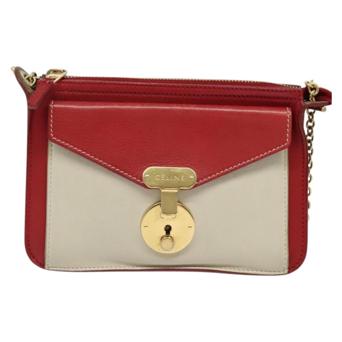 Celine Shoulder Leather Red Leather Shoulder Bag Bag (Pre-Owned)