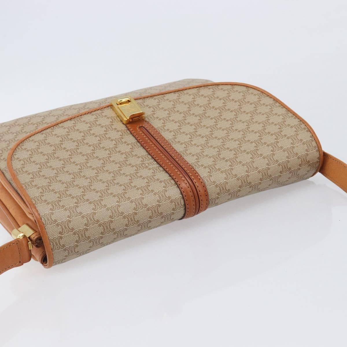Celine Vintage Macadam Canvas And Leather Beige Canvas Shoulder Bag Bag (Pre-Owned)