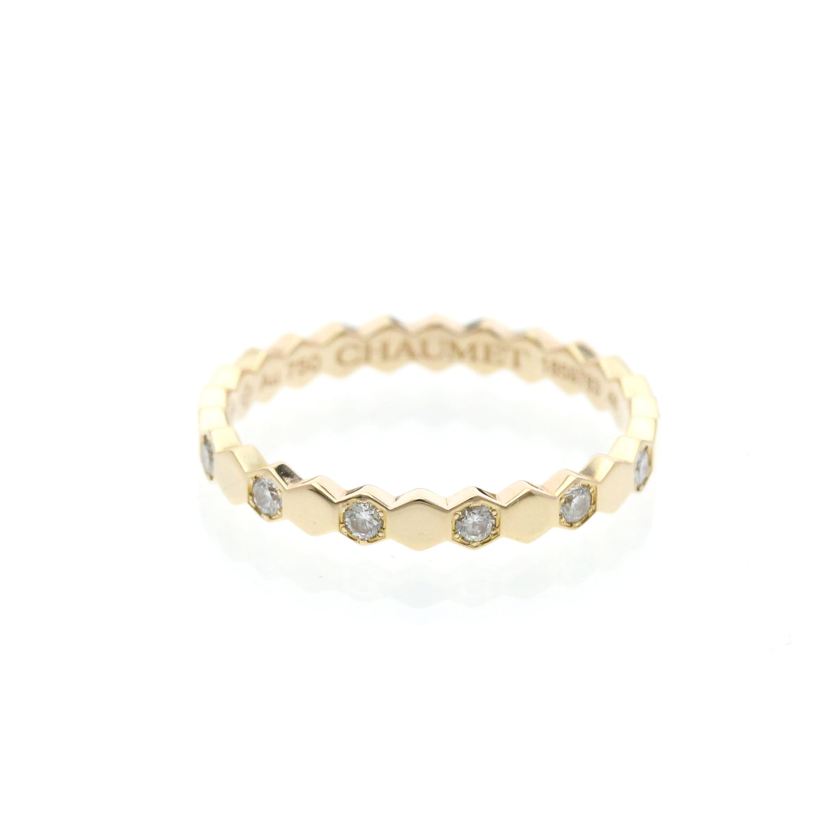Chaumet Bee My Love Half Pave Band 18K Rose Gold With Diamonds Gold Rose_Gold Ring Jewelry (Pre-Owned)