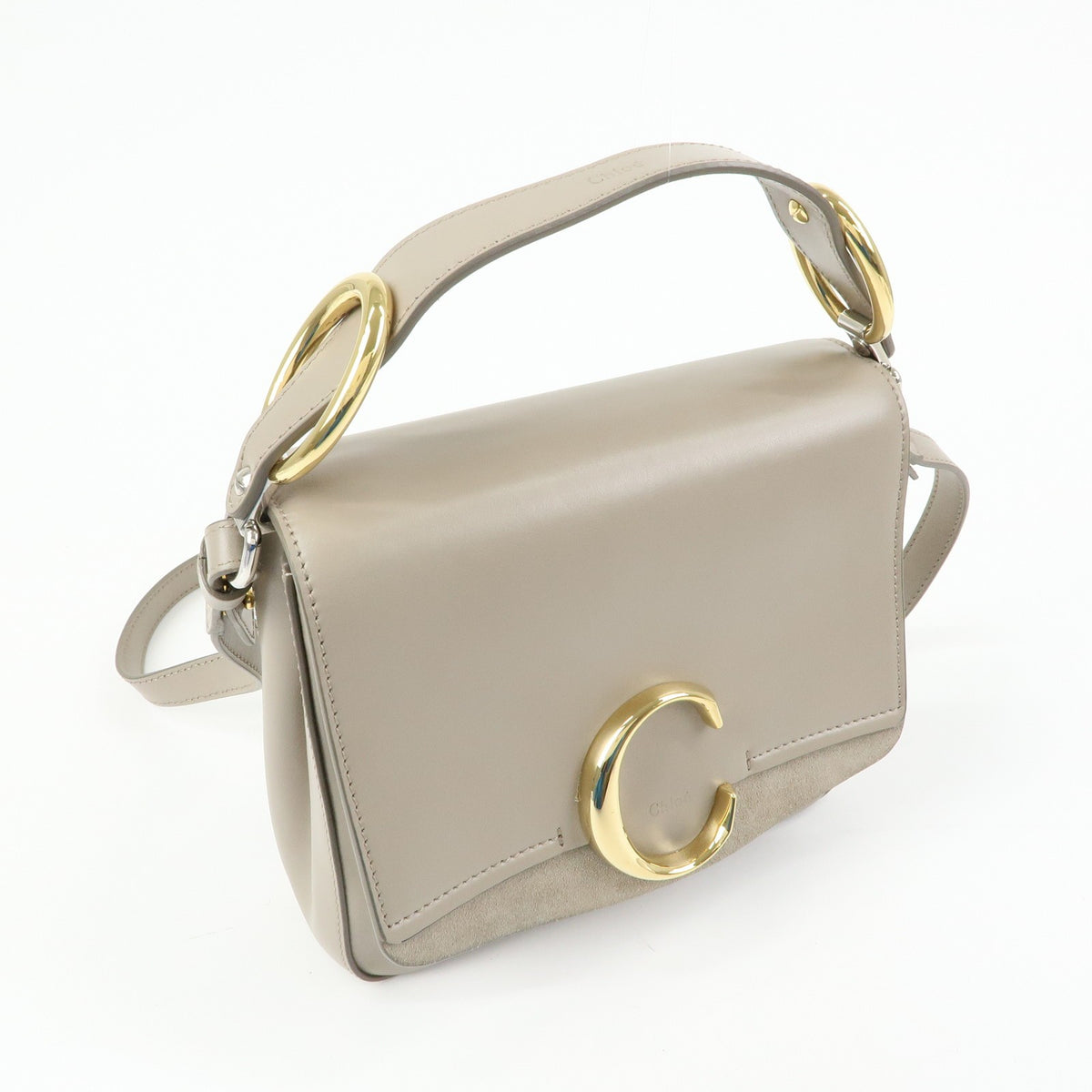 Chloe C Shoulder Bag Leather Gray Leather Shoulder Bag Bag (Pre-Owned)