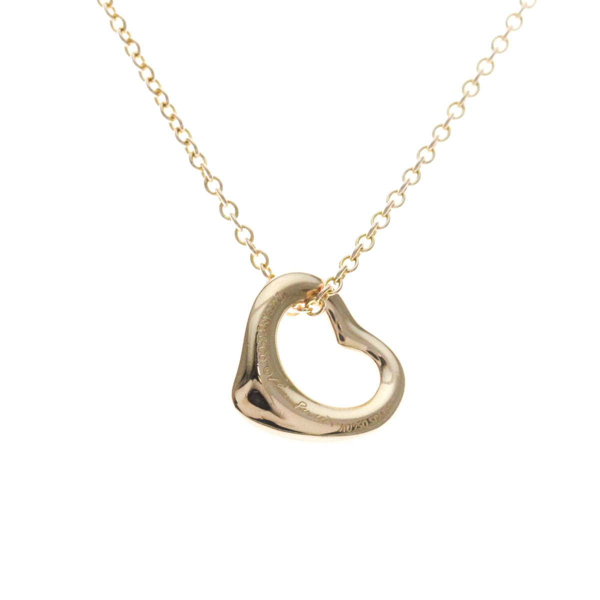 Tiffany & Co. Elsa Peretti Open Heart Pendant 18K Yellow Gold Gold Pink_Gold Necklace Jewelry (Pre-Owned)