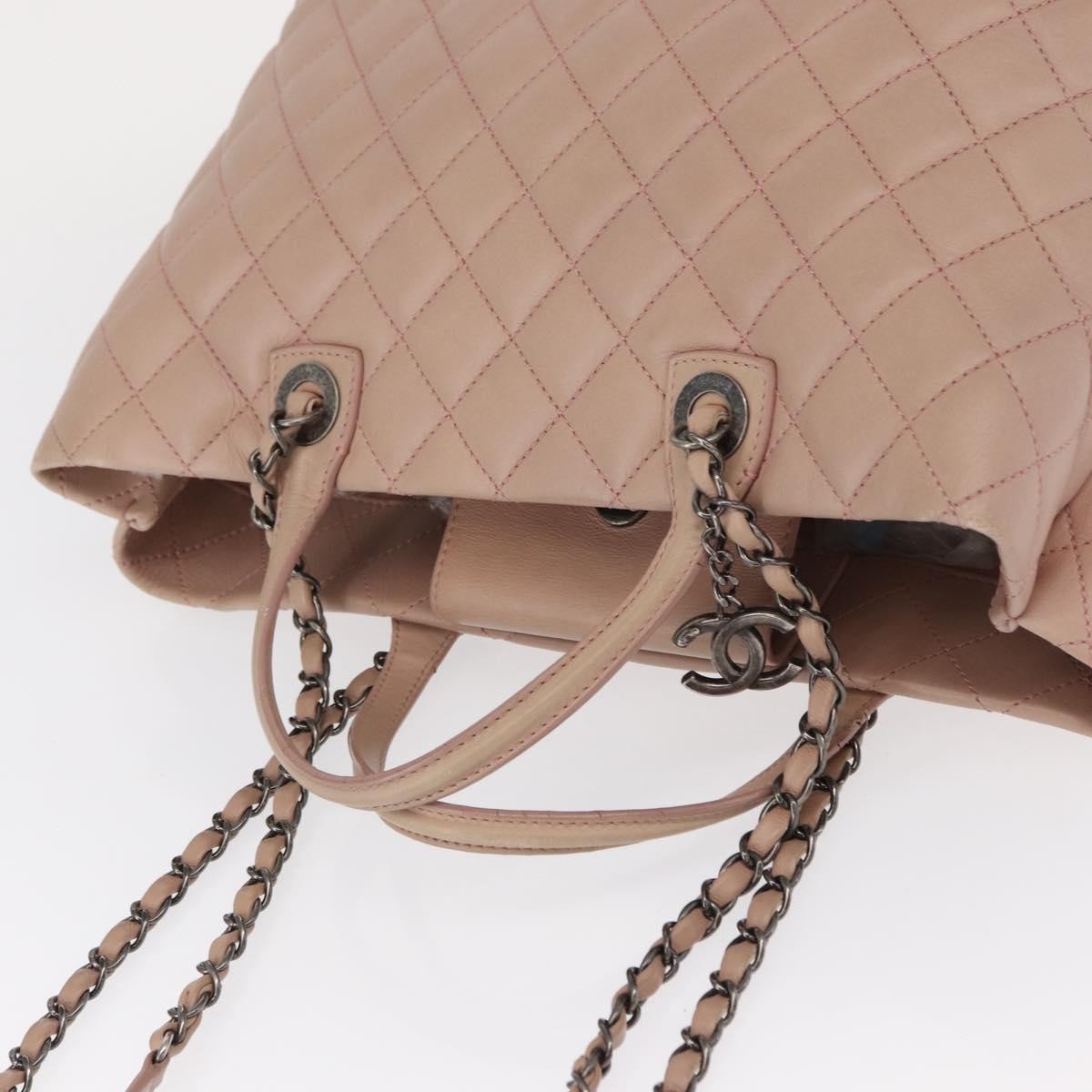 Chanel Easy Shopping Quilted Calfskin Pink Leather Tote Bag Bag (Pre-Owned)