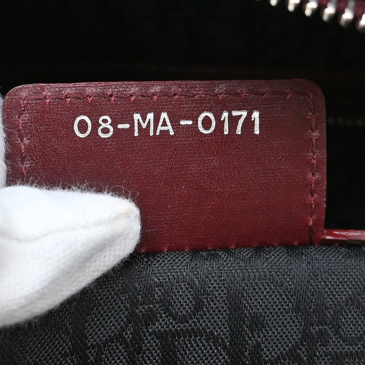 Christian Dior Lady Dior Cannage Quilt Lambskin With Crystal Detail Burgundy Leather Handbag (Pre-Owned)