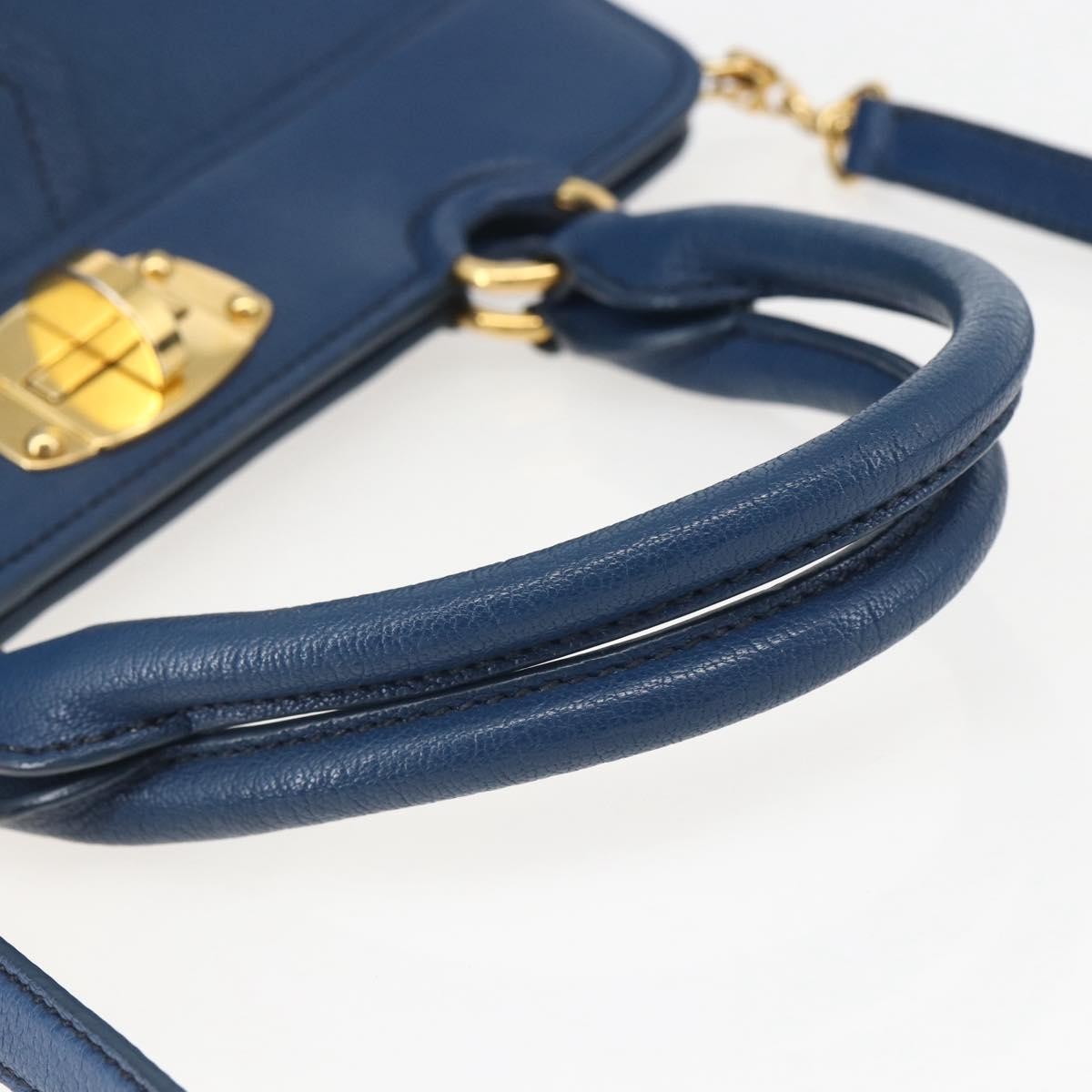 Miu Miu Vintage Leather Blue Leather Tote Bag Bag (Pre-Owned)