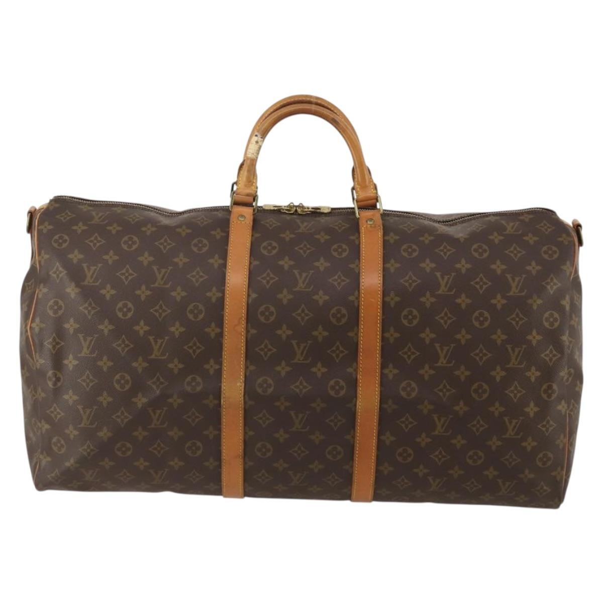 Louis Vuitton Keepall Bandoulière Monogram Brown Canvas Travel Bag Bag (Pre-Owned)